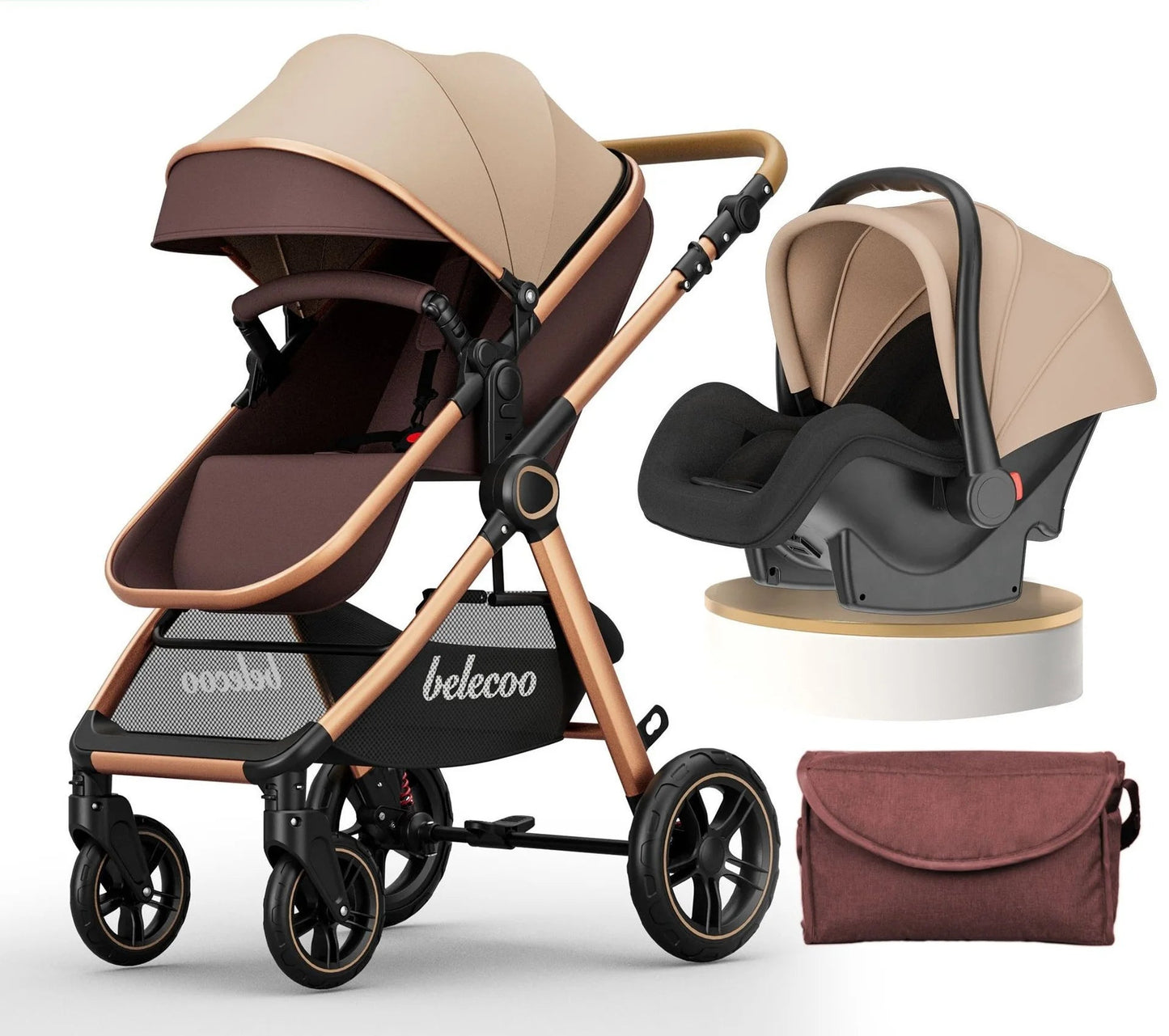 Luxe 3-in-1Kinderwagen Combinatie - Comfort & Stijl voor Jouw Baby